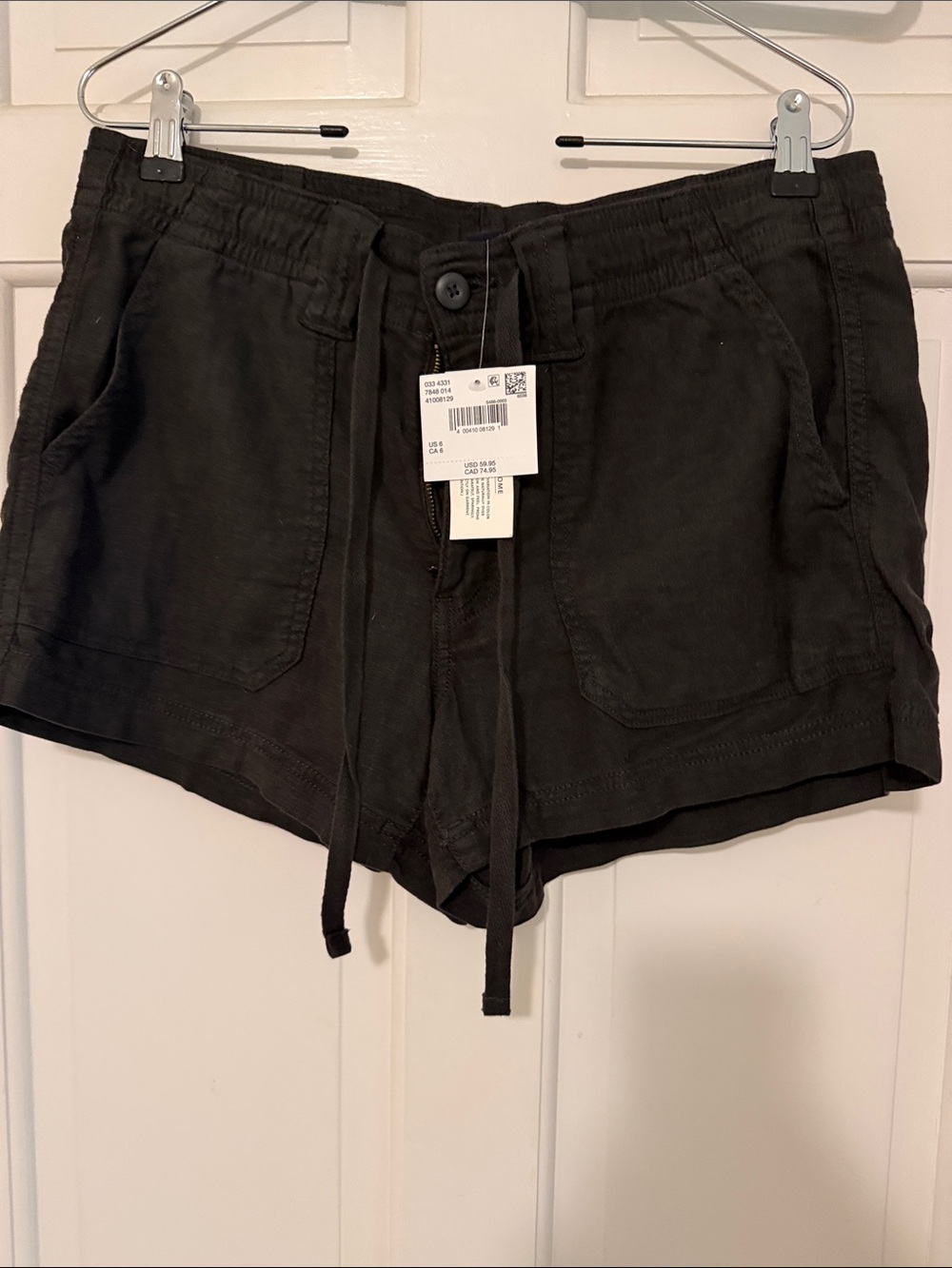 American Eagle Outfitters charcoal Drawstring Cargo Shorts linen blend